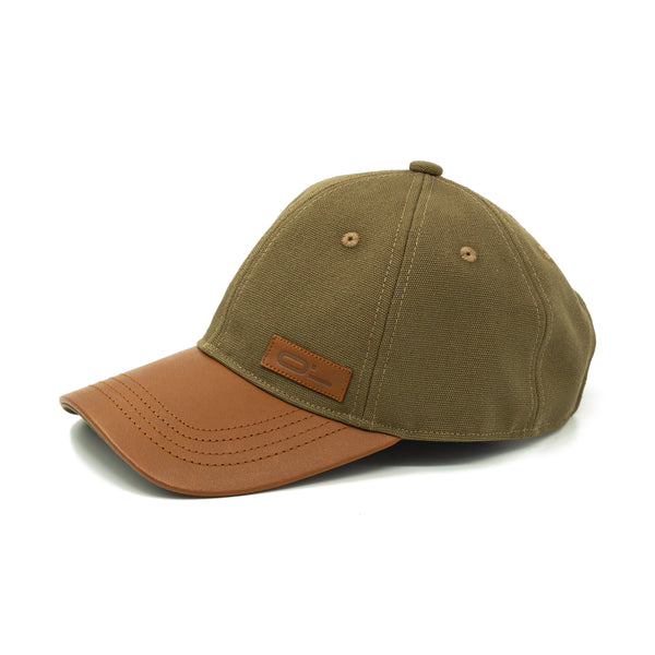 Leather Cap Canvas Olive Brown