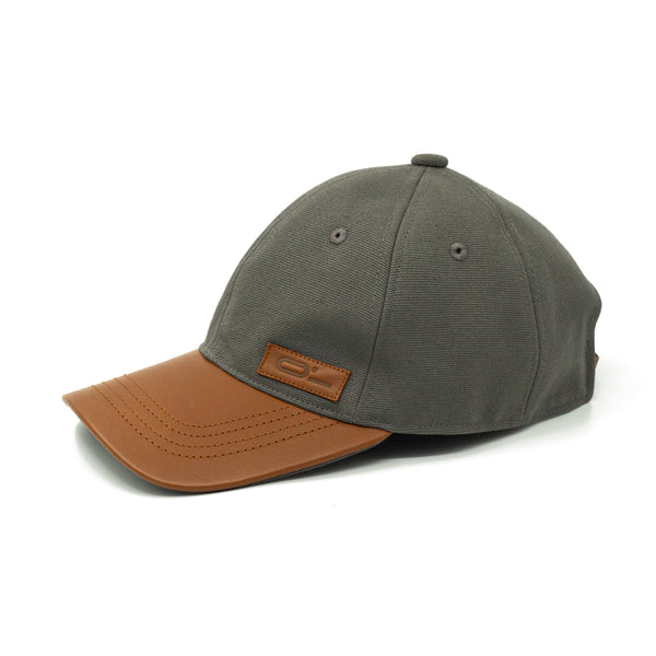 Leather Cap Canvas Grey