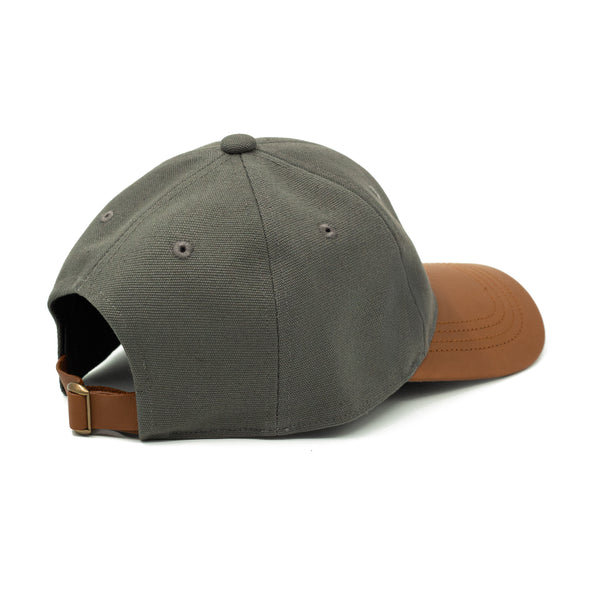 Leather Cap Canvas Grey