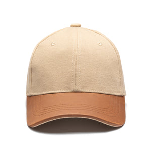 Leather Cap Canvas Beige
