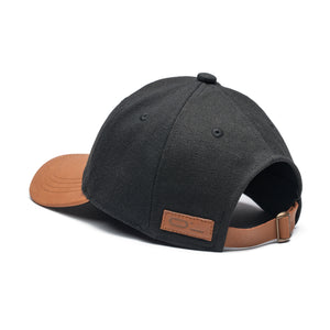 Leather Cap Canvas Black