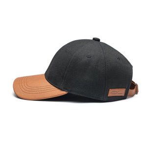 Leather Cap Canvas Black