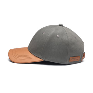 Leather Cap Canvas Grey