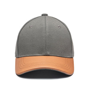 Leather Cap Canvas Grey